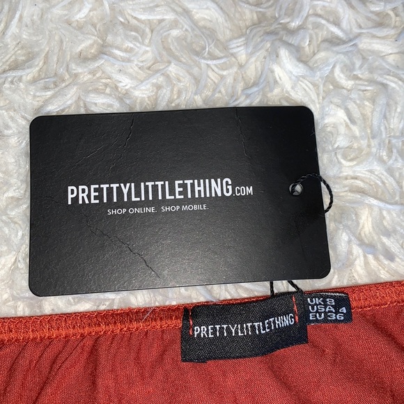 NWT PrettyLittleThing Rust Bandeau Crop Top - Picture 2 of 3